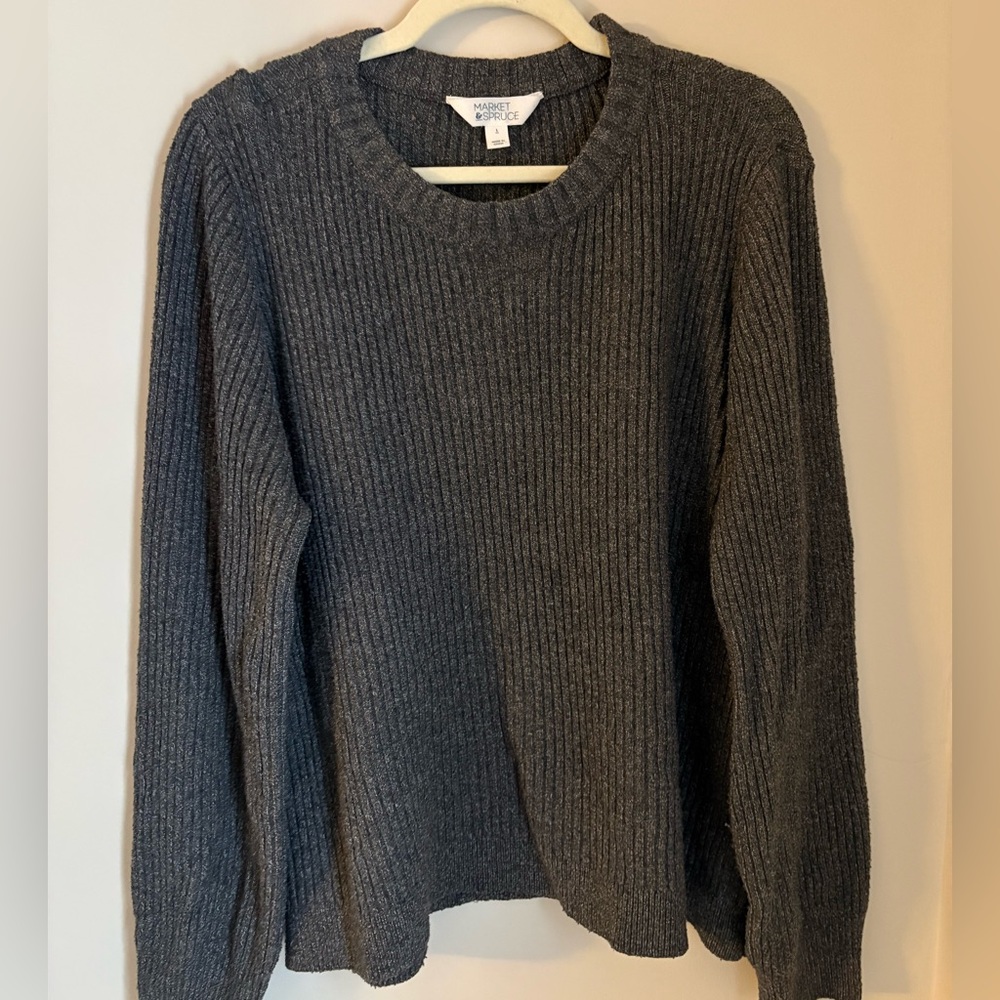 Market & Spruce Dark Gray Ribbed Sweater